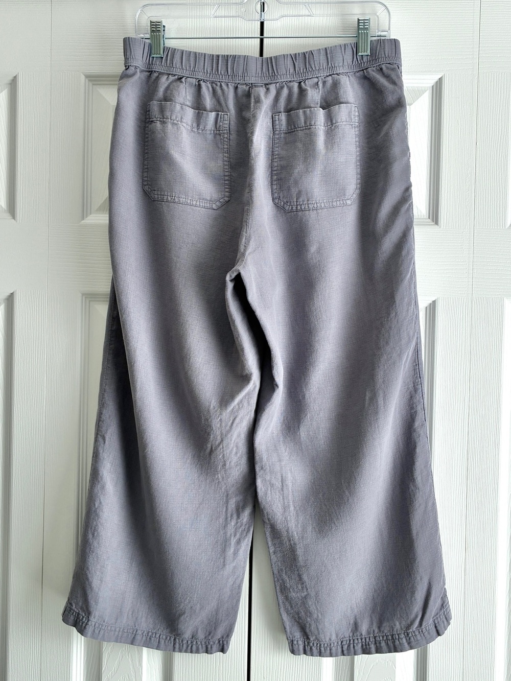 J. Jill Linen Blend Wide Leg Cropped Pants S Petite Gray Pull On Coastal Resort - Picture 6 of 15